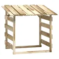 Produktbild: vidaXL Kiefernholz Imprägniert Pergola mit Dach Unterstand Überdachung Kaminholzregal Brennholzregal Feuerholzregal Garten 100x90x100cm