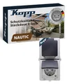 Produktbild: Kopp NAUTIC 2-fach Schutzkontakt-Steckdose mit Klappdeckel in Grau - Sichere Aufputz-Steckdose mit erhöhtem Berührungsschutz - Senkrechter IP44 Feuchtraumsteckdosen-Aufputz 16A / 250V~