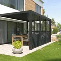 Produktbild: empasa Bewegliche Lamellenseitenwand für Pergola Zeus aus Aluminium Sichtschutz Paneel Windschutz Sonnenschutz, Terrasse, Größe:90 x 218 cm, Farbe:anthrazit