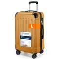 Produktbild: YONSLY Gepäck Suitcase Reisekoffer, Trolley Rollkoffer Handgepäck, Hartschalenreisekoffer mit 360° Lenkrollen, Zahlenschloss, Mehrstufiger Teleskopgriff (L, Orange)