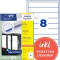 Produktbild: AVERY Zweckform L6060-25 Ordnerrücken Etiketten (240 Rückenschilder mit ultragrip, 34x192mm auf A4, schmal/kurz, selbstklebend, absolut blickdicht, bedruckbare Ordneretiketten) 30 Blatt, weiß