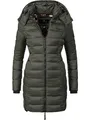 Produktbild: MARIKOO Damen langer Wintermantel warmer Steppmantel mit abnehmbarer Kapuze Abendsternchen Grün Gr. L