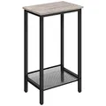 Produktbild: HOOBRO Beistelltisch Hoch, Telefontisch mit Verstellbarer Netzablage, Schmaler Nachttisch, Sofatisch, 38 x 28 x 73,5 cm, für Büroflur, Wohnzimmer, Industrie-Design, Grau und Schwarz EBG03DH01