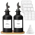 Produktbild: sunal Essig und Ölflaschen Set,2er pack Schwarz Olivenöl Spender Set,350ml/11,8 oz Glas Ölspender,Olivenöl flaschen mit Tablett,beschwertem Ausgießer und 40 wasserfestem Etikett&Silikon Trichter