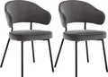 Produktbild: WOLTU 2 x Esszimmerstuhl, Polsterstuhl, Metallbeinen, Samt, dunkelgrau