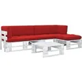 Produktbild: vidaXL 4-Tlg Paletten-Lounge-Set Weiß Imprägniertes Kiefernholz 3066787