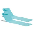 Produktbild: [en.casa] Strandmatte Cellorigo 2er Set Strandliege klappbar Türkis Sonnenmatte mit 5-Fach Verstellbarer Rückenlehne Kissen Liegematte mit Tragetasche 160 x 49 cm
