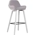 Produktbild: Barhocker Newnan Stoff 4-Fuß Gestell grau weiß (eiche)