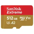 Produktbild: SanDisk Extreme 512 GB microSDXC Speicherkarte Kit (2022) bis 190 MB/s, C10, U3