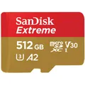 Produktbild: SanDisk Extreme microSDXC-UHS-I Karte 512GB mit SD Adapter SDSQXAV-512G-GN6MA