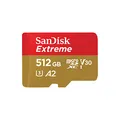 Produktbild: SanDisk Extreme microSDXC UHS-I Speicherkarte 512 GB + Adapter (Für Smartphones, Actionkameras und Drohnen, A2, C10, V30, U3, 190 MB/s Übertragung, RescuePRO Deluxe)