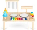 Produktbild: Classic Cantabile 12 in 1 Percussion Schlagzeug Musiktisch - Set für Kinder und Babys ab 1 Jahr - Montessori Kinderspielzeug - Musikinstrumente aus Holz - Für Kleinkinder mit Glockenspiel & Trommeln