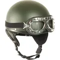 Produktbild: Mil-Tec Schutzhelm Retro Helm Halbschale mit Brille grün 61-62 (XL)