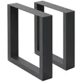 Produktbild: ECD Germany Tischbein 2x Tischkufen aus Vierkantprofilen aus pulverbeschichtetem Stahl, Tischgestell Bankkufen modernes Industriedesign Möbelfüße aus Metall weiß 40 cm x 43 cm