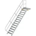 Produktbild: Günzburger Steigtechnik - Treppe Mit Plattform 45° Stufenbreite 800 Mm 14 Stufen Aluminium Geriffelt - 600454