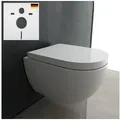 Produktbild: Alpenberger Dusch-WC - Taharet WC - Bidet WC - Hänge WC mit Intimdusche, wandhängend, Abgang waagerecht, Kloschüssel mit Schallschutz, Toilette - Wand WC Spülrandlos - WC Sitz mit Absenkautomatik Cera 6201 mit UNI Sitz