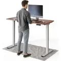 Produktbild: DESKSPACE PRO Plus Elektrisch höhenverstellbarer Schreibtisch, 140x70 cm Stehpult mit Memory-Funktion, Mahagoni Tischplatte, Weißes Gestell - Weiß/Braun
