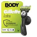 Produktbild: GilletteLabs Body & Intimate Rasierer Herren, Intimrasierer Mann mit Schutz Vor Eingewachsenen Haaren und Reizungen — Inkl. 1 Rasierhandstück für Körper und Intimbereich, Duschhalterung und 1 Klingen