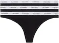 Produktbild: Calvin Klein Damen 3er Pack Strings Thong Unterwäsche, Schwarz (Black/Black/Black), XS