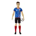 Produktbild: Barbie You Can Be Anything Serie, Ken Fußballspieler, Ken Puppe mit braunen Haaren, blaues Trikot, Fußball, Geschenk für Kinder, Spielzeug ab 3 Jahre, HCN15