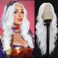 Produktbild: Perücke Weiß Lang Locken Gewellt Natürlich Haar für Frauen/Mädchen Alltagstau...