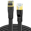 Produktbild: DDMALL Ethernet Kabel CAT8 20m, Hochgeschwindigkeit 40Gbps 2000MHz CAT 8 Flaches Patchkabel, Gigabit Netzwerkkabel LAN Kabel mit Vergoldetem RJ45 Stecker für Gaming, Modem, Router, PC (20M, Schwarz)