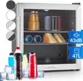 Produktbild: Klarstein Mini Kühlschrank mit Glastür, Mini-Kühlschrank für Zimmer, Getränkekühlschrank Klein mit Verstellbaren Ablagen, Kleiner Kühlschrank 47 Liter, Indoor/Outdoor Kühlschrank Leise