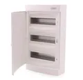 Produktbild: Intratec Sicherungskasten Aufputz, IP40 – Verteilerkasten Gehäuse innen, Verteilerkasten mit weißer Tür für Trockenraum-Installation, 3-reihig, 36 Module, 485 x 287 x 112 mm, Weiß
