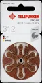 Produktbild: Telefunken Hörgeräte Batterien Größe 312er (60 Stück) Empfohlenes Verbrauchsdatum 03/2023