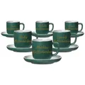 Produktbild: Espressotasse mit Untertasse Jasper 90 ml mit Text in Goldfarbe 6er Set - Grün