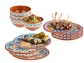Produktbild: Melamin Ess-Geschirr Set für 4 Personen, Campinggeschirr mediterranes Design