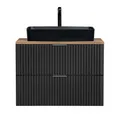 Produktbild: Lomadox Waschtisch ADELAIDE-56-BLACK, schwarz matt gerillt, Platte in Eiche Nb., mit Keramik-Waschbecken