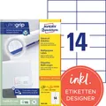 Produktbild: AVERY Zweckform Etiketten 3653-200 weiß 105,0 x 42,3 mm, 220 Blatt