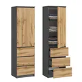 Produktbild: Kleiderschrank, Garderobenschrank, Mehrzweckschrank mit 3 Einlegeböden & 3 Schubladen | kompakter und funktionaler Schrank für Schlafzimmer, Flur oder Arbeitszimmer | 50x40x180 cm (BxTxH) | Anthrazit
