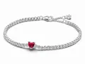 Produktbild: Pandora 590041C02-20 - Rotes Funkelndes Herz Tennisarmband - Sterling Silber - Steinmix Rot