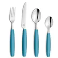Produktbild: Beckmann & Rommerskirchen VALOA Besteck Set 4 Personen | 16-teilig | Petrol | Spülmaschinenfest | Hochglanzpoliert | Essbesteck: 4x Messer, Gabel, Esslöffel, Kaffeelöffel
