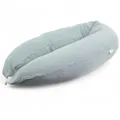 Produktbild: HOBEA-Germany Stillkissen 190 cm x 76 cm XXL Lagerungskissen Schwangerschaftskissen für Baby und Erwachsene Seitenschläferkissen Stillkissen mit Bezug aus Bio Baumwolle, Musselin Graublau