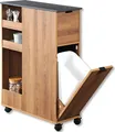 Produktbild: KESPER Servierwagen Nischenregal braun HolzNachbildung – 60x25x86cm – mit Abfalleimer & Rollen – schmaler Küchenwagen für Müll, Vorräte & Ordnung – 2485113