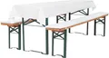 Produktbild: TexDeko Bierbankauflage gepolstert 220x25x2cm waschbar mit Reißverschluss 3TLG Set Blickdicht Tischdecke 250x100cm (universal), Weiß