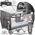 Produktbild: Kidiz® Babybett Reisebett Kinderreisebett klappbar mit Matratze & Räder 120x60, Seiteneingang, Wickelauflage, Moskitonetz & Tragetasche Baby Beistellbett Kinderbett ab Geburt bis 15 kg Schwarz