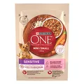 Produktbild: PURINA ONE Mini/Small Sensitive Hundefutter nass für kleine Hunde, reich an Lachs & Reis, 26er Pack (26 x 85g)