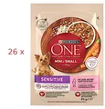 Produktbild: 26 x 85 g Purina ONE Mini Small Sensitive (€ 12,51/kg) mit Lachs für Hunde