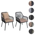 Produktbild: 2er-Set Gartenstuhl HWC-O12, Sitz-/Rückenpolster Aluminium Seilgeflecht Rope