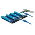 Produktbild: Riser Karte PCI Express x1 > 4 x PCIe x16, Riser Card mit 60 cm USB Kabel