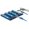 Produktbild: Delock Riser Karte PCI Express x1 > 4 x PCIe x16 mit 60 cm USB Kabel (41427)