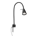 Produktbild: BRILONER - LED Leselampe mit Schalter am Gehäuse, schwenkbar, GU10 4,7W, 400lm, warmweißes Licht, Wandleuchte Innen, Wandlampe, Bettlampe, Lampe Bett, Leselicht, Nachttischlampe, 40,3 cm, Schwarz
