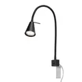 Produktbild: Bettleuchte LED Leselampe Schwenkbar An/Aus-Schalter 40,3cm Metall Schwarz