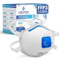 Produktbild: VEVOX® FFP3 Maske mit Ventil – 5er, 10er oder 20er Set – Staubmaske – Atemschutzmaske – Staubschutzmaske – Feinstaubmaske – Atemschutz z.B. gegen Feinstaub, Schimmel oder Asbest