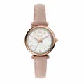 Produktbild: Fossil Damenuhr Carlie Mini, Quarzwerk, 28mm Rose Gold Edelstahlgehäuse mit Lederarmband, ES4699