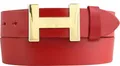 Produktbild: BELTINGER Designer Gürtel HENRY aus Vollrindleder 4 cm | Eleganter Ledergürtel für Damen und Herren 40mm | Gold glänzend | Rot 90cm